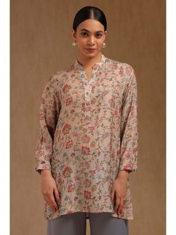 Soch - Beige Silk Berry Floral Print Tunic