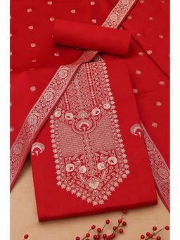 Soch - Red Woven Design Unstitched Kurta with Unstitched Bottom and Dupatta