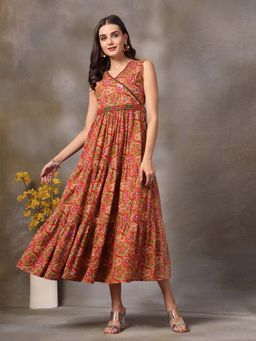 Stylum - Multicolour Floral Printed Cotton Tiered Dress