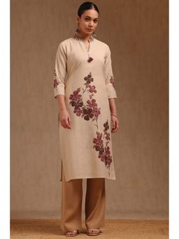 Soch - Beige Cotton Flex Floral Print Kurta
