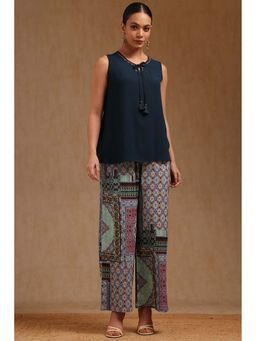 Soch - Navy Blue Rayon Crepe Solid Co-Ord Set