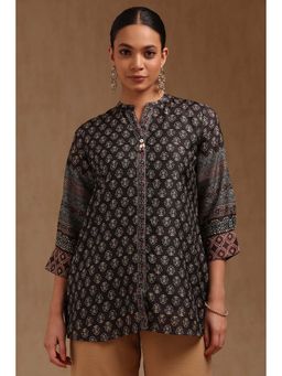 Soch - Black Muslin Floral Print Tunic