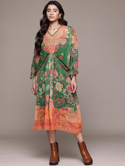 Aarke Ritu Kumar - Green Shasha Kaftan Dress with Camisole