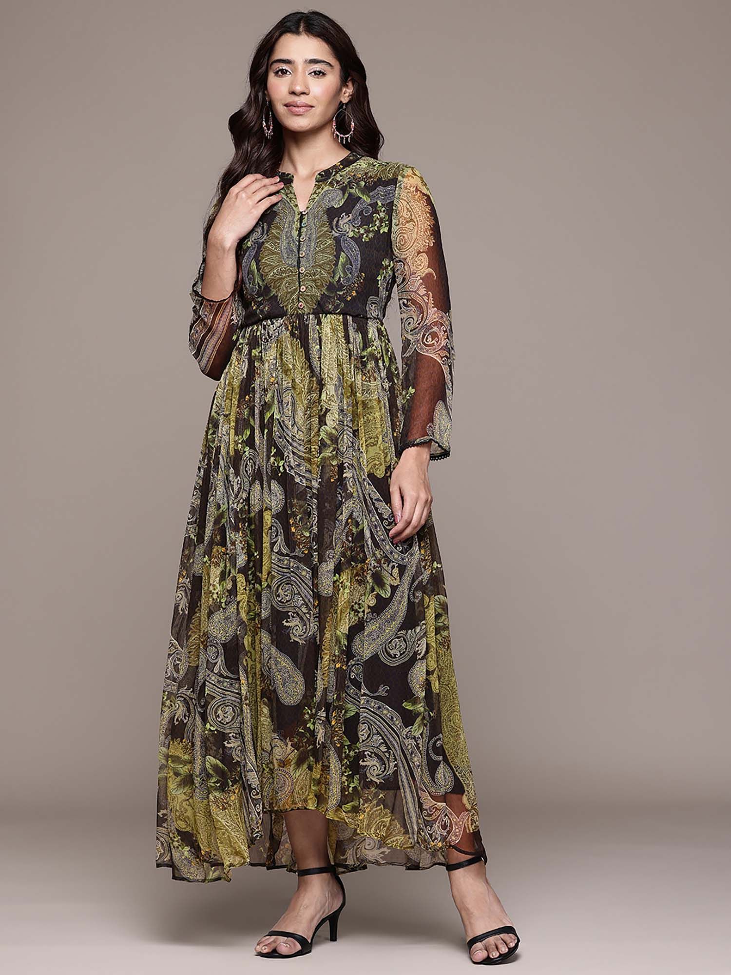Black Rosaile Asymmetric Long Dress-image-39