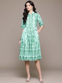 Aarke Ritu Kumar - Green Calicoo Long Dress
