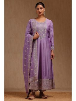 Soch - Purple Vichitra Embroidered Anarkali Kurta with Pant and Dupatta