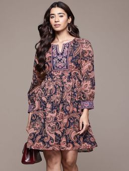 Aarke Ritu Kumar - Navy Blue Lily Bloom Short Dress