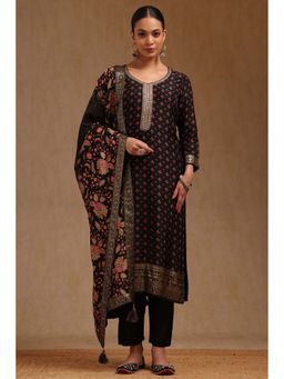 Soch - Black Floral Print Kurta with Pant and Dupatta