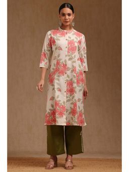 Soch - Pink Pure Cotton Floral Print Kurta