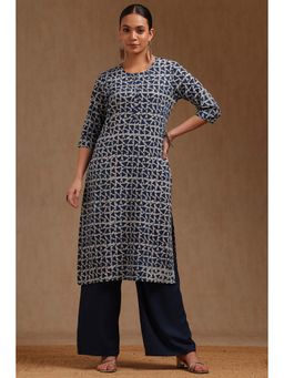 Soch - Blue Cotton Batik Print Kurta