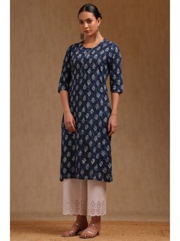 Soch - Blue Cotton Batik Print Kurta
