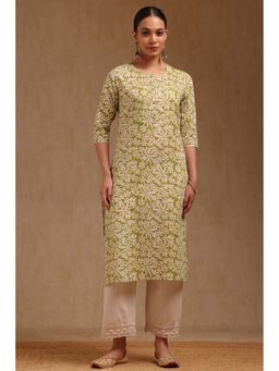 Soch - Green Cotton Floral Print Kurta