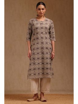 Soch - Brown Cotton Batik Print Kurta
