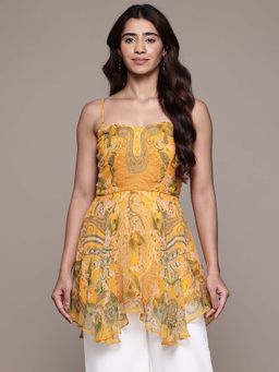 Aarke Ritu Kumar - Yellow Rosaile Sleeveless Top