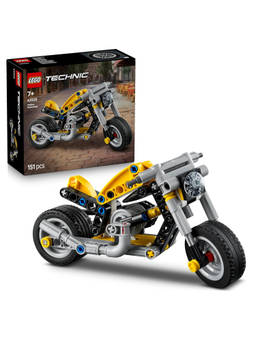 LEGO - Technic Yellow Motorcycle - Toy Building Set - Vehicle with Steering