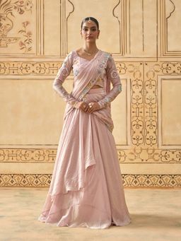 Fiorebymalar - Noor Stone Embellished Blouse and Skirt with Draped Dupatta