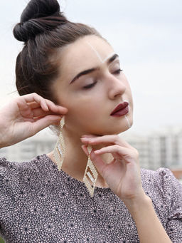 Odette - Gold Printed Drops & Danglers Earrings