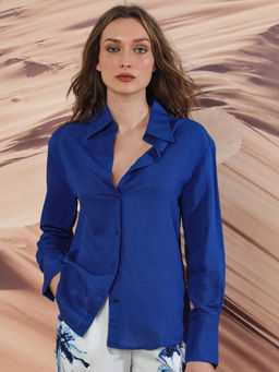 RAREISM - Harper Fluorescent Blue Solid Shirt