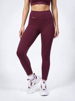 Fitkin - Women Wine Back Mesh Design Tights