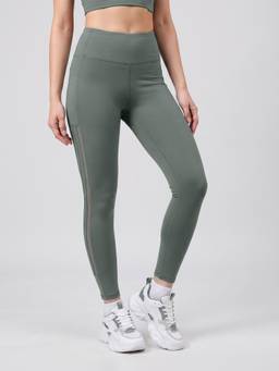 Fitkin - Women Green High-Rise Training Tights