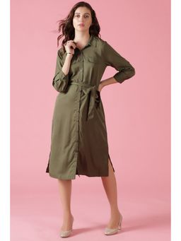 Gipsy - Olive Cotton Dress with Belt