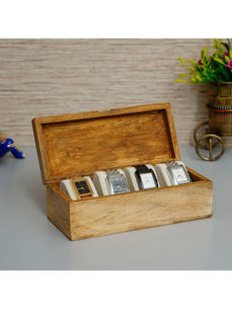 eCraftIndia - Elegant Wooden Watch Organizer Box With 4 Inner Cushions