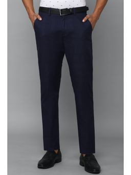 Allen Solly - Men Navy Slim Fit Check Casual Trousers