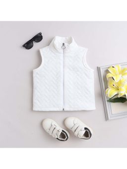 Taffy - Quilted Sleeveless Zip Up Waistcoat - White