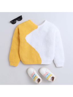 Taffy - Color Block Knit Full Sleeves V-neck Pullover Sweatshirt - Multi-Color