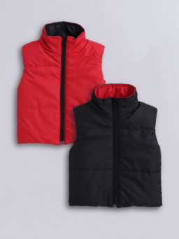 Taffy - Reversible Sleeveless Crop Puffer Jacket - Black