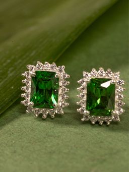 Margento Jewels - 925 Sterling Silver Natural Green Emerald Topaz Stud