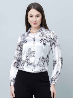 PURYS - Printed Satin White Shirt