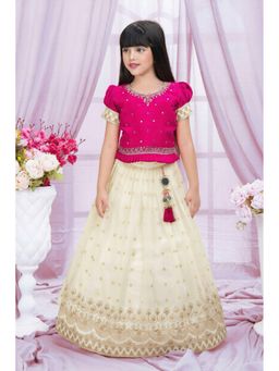 Lagorii - Embroidered Silk Pattu Paavai Magenta Lehenga With Choli