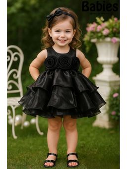Lagorii - Black Floral Applique Tiered Frock