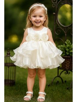 Lagorii - White Floral Applique Tiered Frock