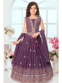 Lagorii - Embroidered Lehenga With Choli & Dupatta -Purple