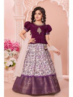 Lagorii - Pattu Paavai Purple Lehenga With Choli & Dupatta