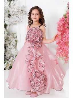 Lagorii - Peach Spiral 3D Petal Applique Party Gown
