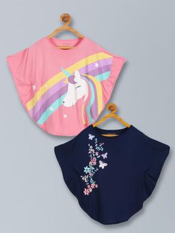 PLUM TREE - Girls Poncho Unicorn Print Tops (Pack of 2)