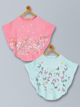 PLUM TREE - Girls Poncho Butterfly Print Tops (Pack of 2)