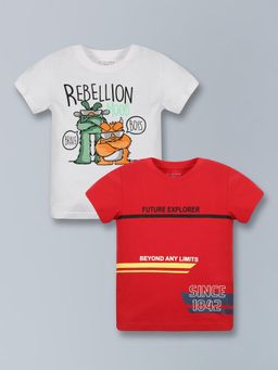PLUM TREE - Boys Half Sleeve Explorer Print T-Shirt (Pack of 2)