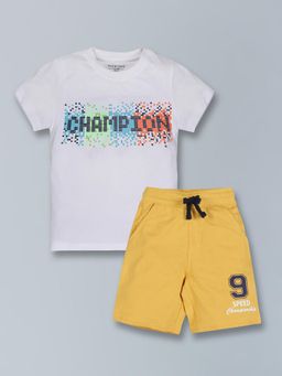 PLUM TREE - Boys Half Sleeve Champion Print T-Shirt and Shorts