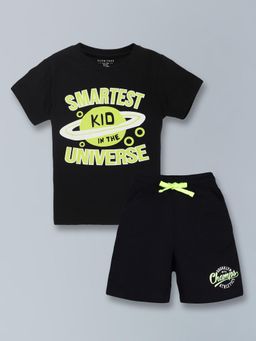 PLUM TREE - Boys Half Sleeve Universe Print T-Shirt and Shorts