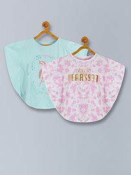 PLUM TREE - Girls Poncho Horse Print Top (Pack of 2)