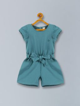 PLUM TREE - Girls Knitted Blue Dress Jumpsuit With Belt