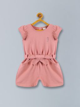 PLUM TREE - Girls Knitted Pink Dress Jumpsuit With Belt