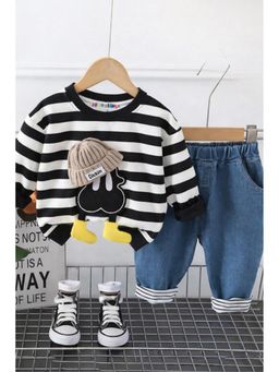 Googo Gaaga - Boys Striped Cotton Black Stripes Sweatshirt With Jeans