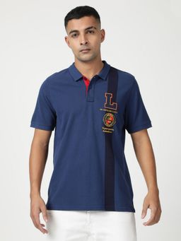 Lee - Men Solid Blue Polo T-Shirt (Slim)