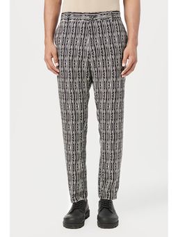 Genes Lecoanet Hemant - Genes Lecointe Hemant Classic Fit Trousers with All-Over Thin Textured Stripes Print