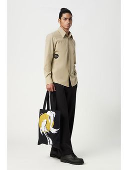 Genes Lecoanet Hemant - Genes Lecointe Hemant Regular Fit Button Up Shirt with Artistic Stamp Print